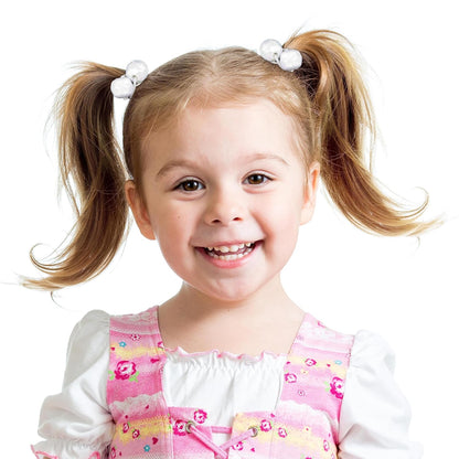20pc Ponytailers Balls Elastics 18mm Round Opaque Multicolored Twin Beads Bauble Holders Toddler Kids Braiding Styling