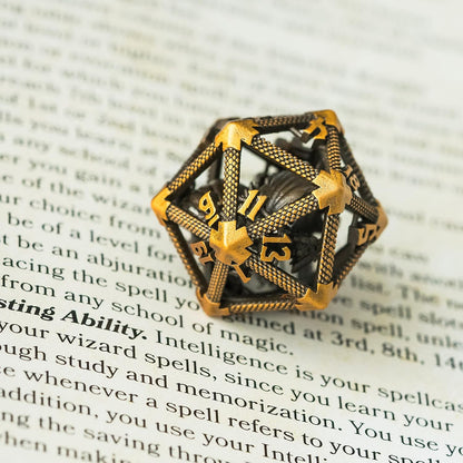 UDIXI Steampunk Metal Dice Set, 7 Die Polyhedral DND Dice Set for D&D Role Playing Game and Math Teaching (Ancient Copper)