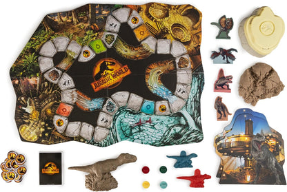 Spin Master Games, Jurassic World Dominion, Stomp N’ Smash Board Game with Kinetic Sand, Jurassic Park Sensory Dinosaur Toy, Creative Kids Activity, 2-4 Players, for Ages 5 & Up