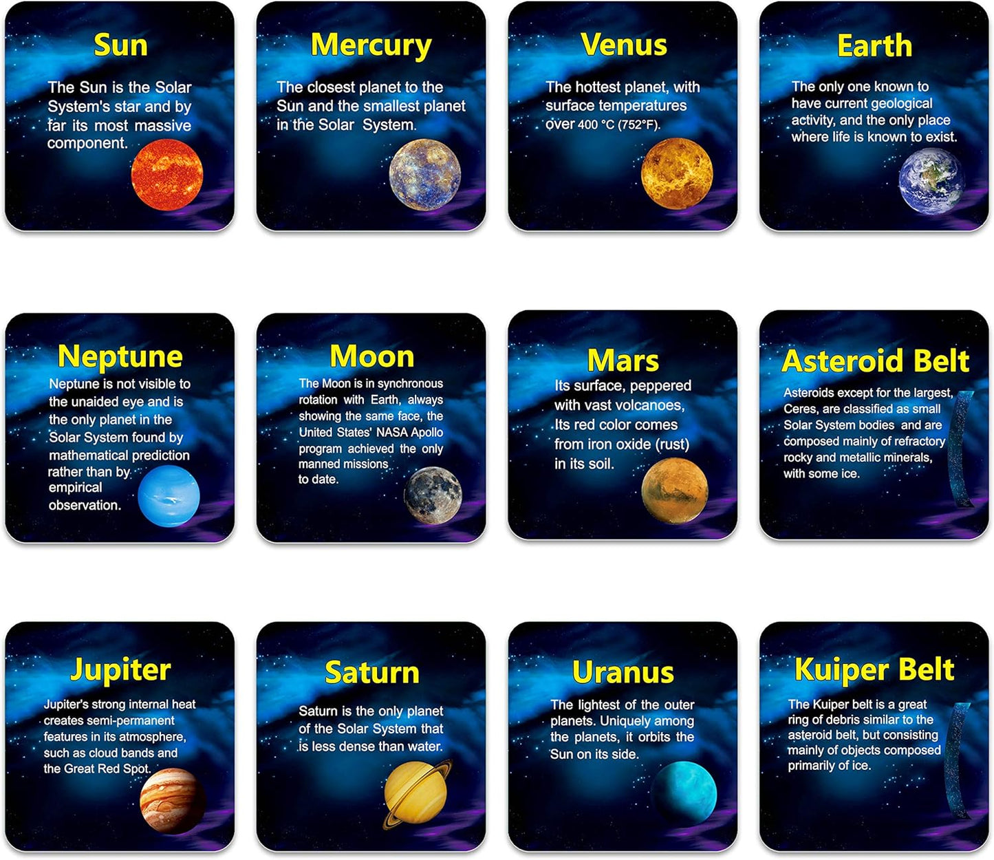 Giant Magnetic Solar System with 12 Individual Briefing Magnets.Perfect for Toddlers and Kids. (24 PCS)