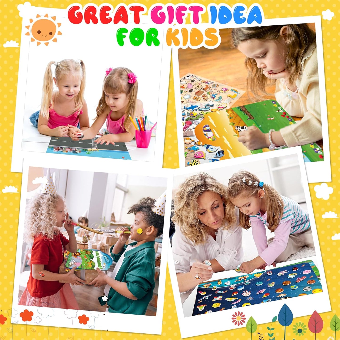 Kalysky 12 Set Reusable Sticker Books for Toddlers 2-4 1-3, Kids 3D Puffy Sticker Activity Books, Birthday Party Favors Goodie Bags Stuffer
