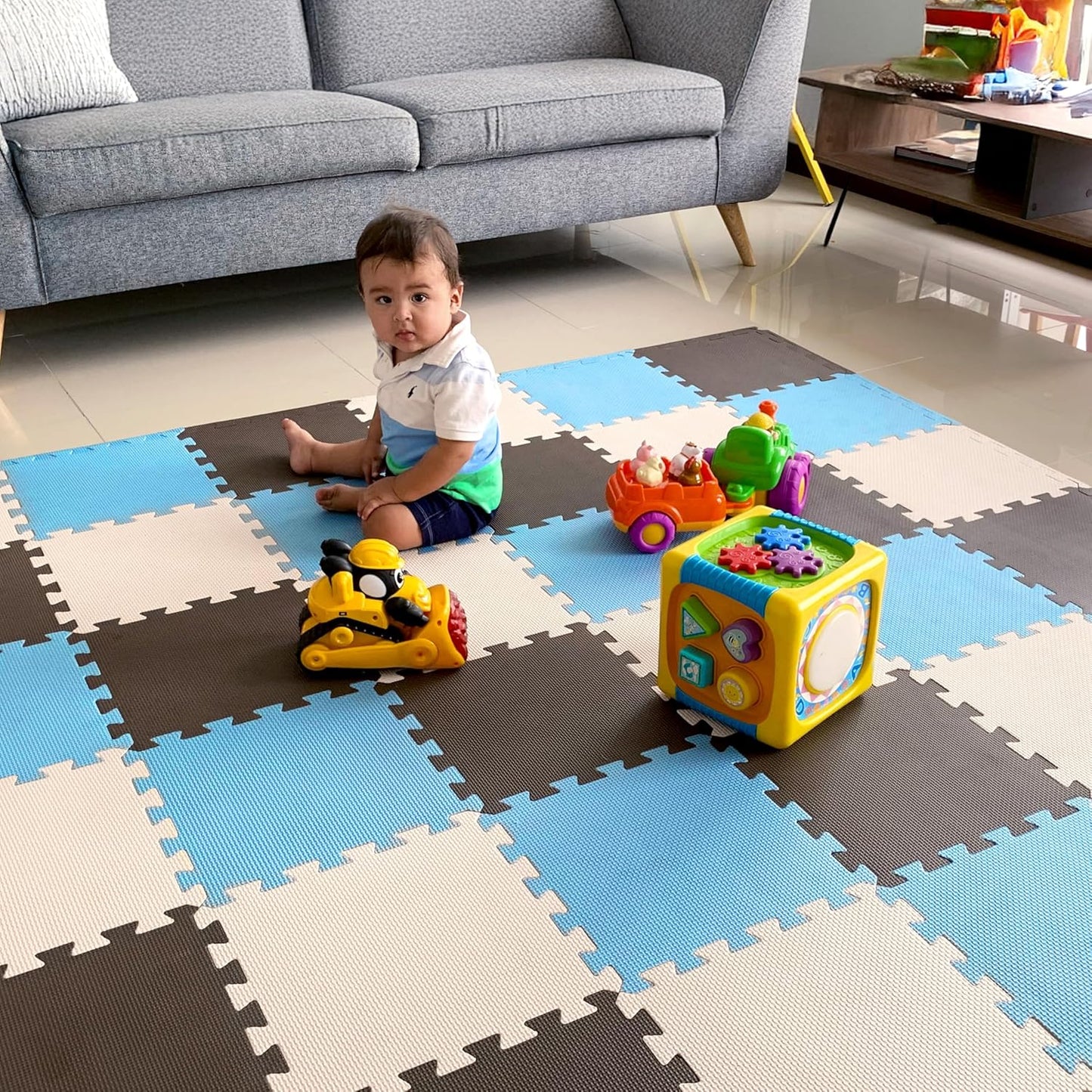 MioTetto Baby Play Mat, Soft Foam Floor Tiles for Kids. Adjustable Interlocking Foam Tiles, Fits with 50x50 Playpen Baby mat for Crawling & Development, Safe & Non-Toxic Playmat for Babies 6-12 Months