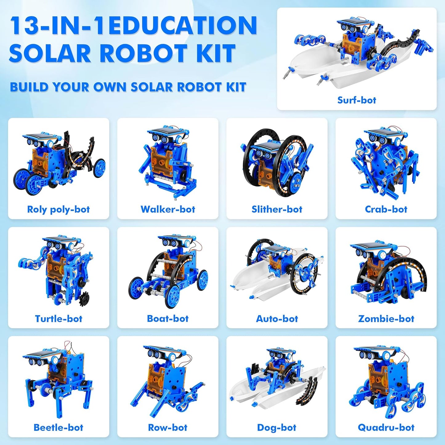 STEM 13-in-1 Education Solar Power Robots Toys for Boys Age 8+, Educational Toy DIY Science Kits for Kids, Building Experiment Robotics Set Birthday Gifts for 8+ Years Old Boys and Girls