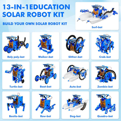STEM 13-in-1 Education Solar Power Robots Toys for Boys Age 8+, Educational Toy DIY Science Kits for Kids, Building Experiment Robotics Set Birthday Gifts for 8+ Years Old Boys and Girls
