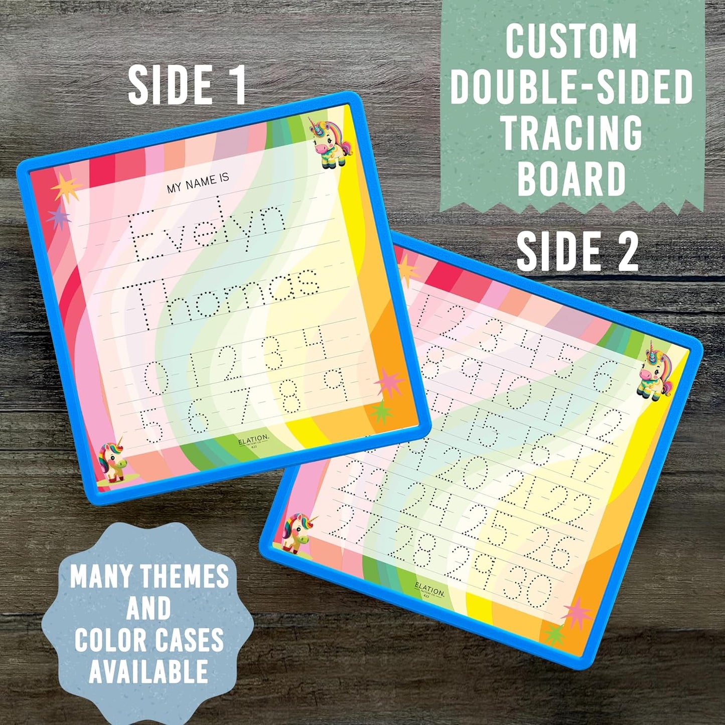 Kid's Name Tracing Board | Dry Erase Letter Tracing | Reusable Name Alphabet Tracing| Number Tracing | Personalized | Baby Unicorn Theme
