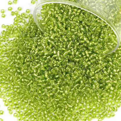 10100 Pcs Size 11/0 Glass Seed Beads, 2 mm Dark Green Small Mini Spacer Loose Pony Beads for Jewelry Making and DIY Crafts - Colors A