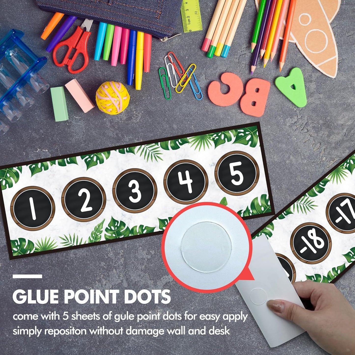29 Pieces Number Line for Classroom Wall -20 to 120 Number Line Bulletin Board Border Boho Classroom Decorations Math Posters for Teachers
