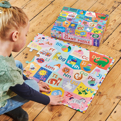 eeBoo 36 Piece Giant Floor Puzzle - Dinosaur Alphabet Children's Puzzle ABC & Dino Themed, Large Pieces for Small Hands to Develop Motor Skills