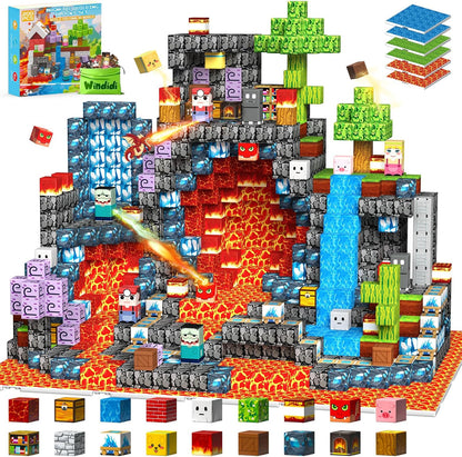200PCS Magnetic Blocks - Magnetic Building Toys with 6PCS Bases, Travel Magnetic Tiles Game for Kids, Mini Magnetic Tiles for Toddler Boys Age 3-5 4-8 8-12, STEM Sensory Outdoor Travel Toys Gifts