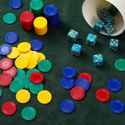 Skylety 400 Pieces Plastic Poker Chips 4 Colors Bingo Blank Chips for Counter Card Playing Learning Counting