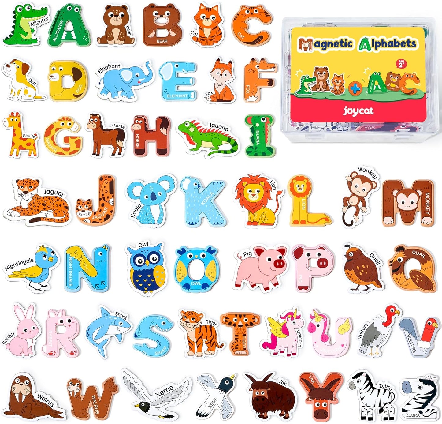 JoyCat Magnetic Letters, Alphabet ABC Fridge Magnets for Toddlers & Kids, Cute Educational Animal Toys, 26 Uppercase Refrigerator Magnets, Great Spelling Learning Gift for Preschool 2 3 4 5 Years Old