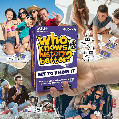 QUOKKA Board Games for Kids 8-12 and Family - Set of 4 Who Knows It Better? - 2000+ Questions Across Biology, Culture, STEM and Math - Educational Trivia Cards for Learning and Game Night