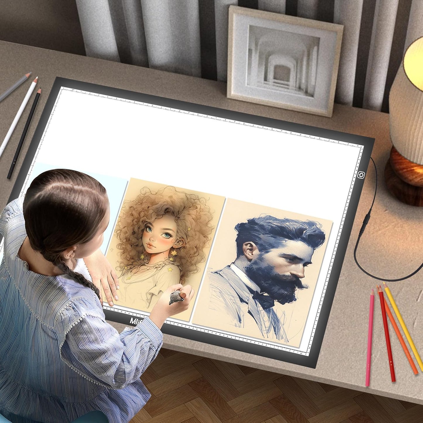 B4 LED Light Pad - Upgraded Diamond Art Light Box Dimmable Tracing Light Board, Sketching, Animation, Drawing Light Box with 4 Fasten Clips