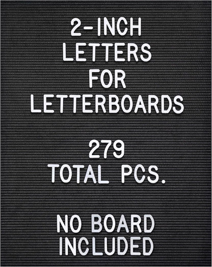 Skinny Felt Board Letters Only Set NO BOARD INCLUDED, Rae Inspired Font Farmhouse Decor Accessory, 2 Inch White Plastic Letters Numbers Symbols For Changeable Felt Letter Board Message Bulletin