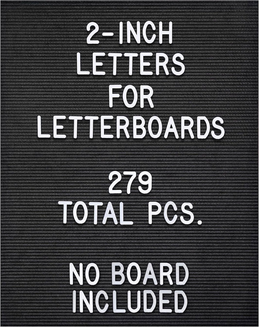 Skinny Felt Board Letters Only Set NO BOARD INCLUDED, Rae Inspired Font Farmhouse Decor Accessory, 2 Inch White Plastic Letters Numbers Symbols For Changeable Felt Letter Board Message Bulletin