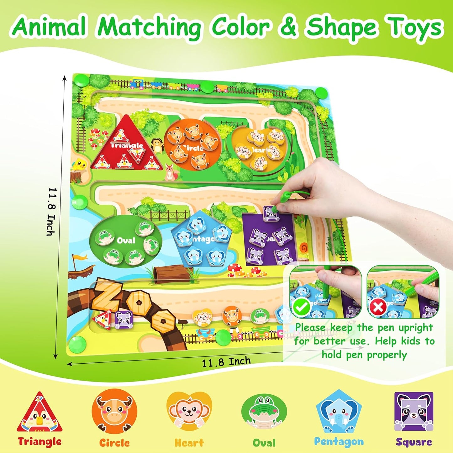 Montessori Magnetic Alphabet Maze,Magnetic Color & Shape Maze, Magnetic Color & Number Maze for 3+ Years Old