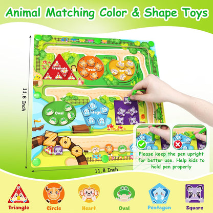 Montessori Magnetic Alphabet Maze,Magnetic Color & Shape Maze, Magnetic Color & Number Maze for 3+ Years Old