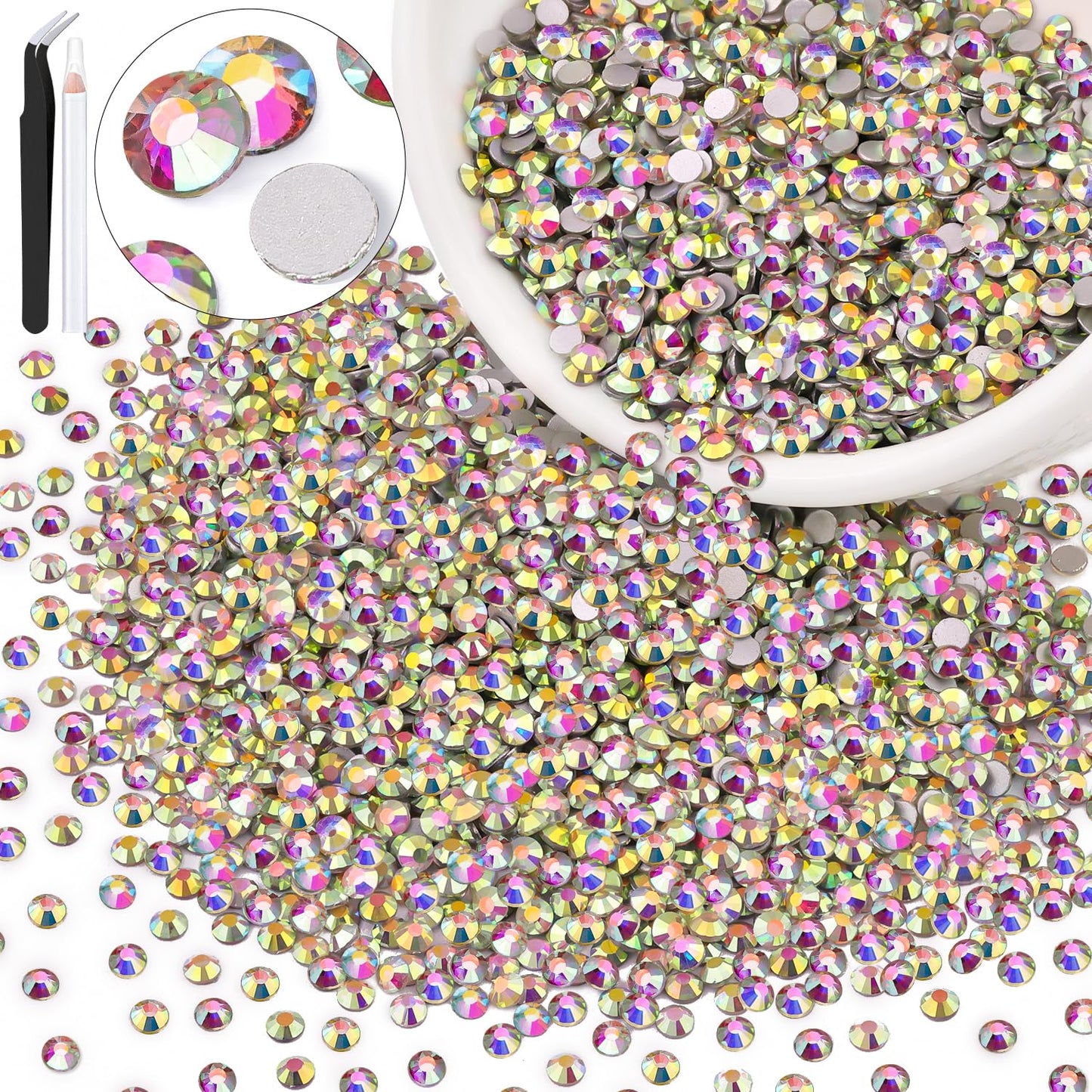 5000PCS SS6/2mm Glass Crystal Rhinestones (Clear), Bedazzling Flatback Rhinestones for Crafting DIY Crafts Nail Art Makeup Decoration, Gems Diamond Charms for Tumbler Shoes Clothing Mug