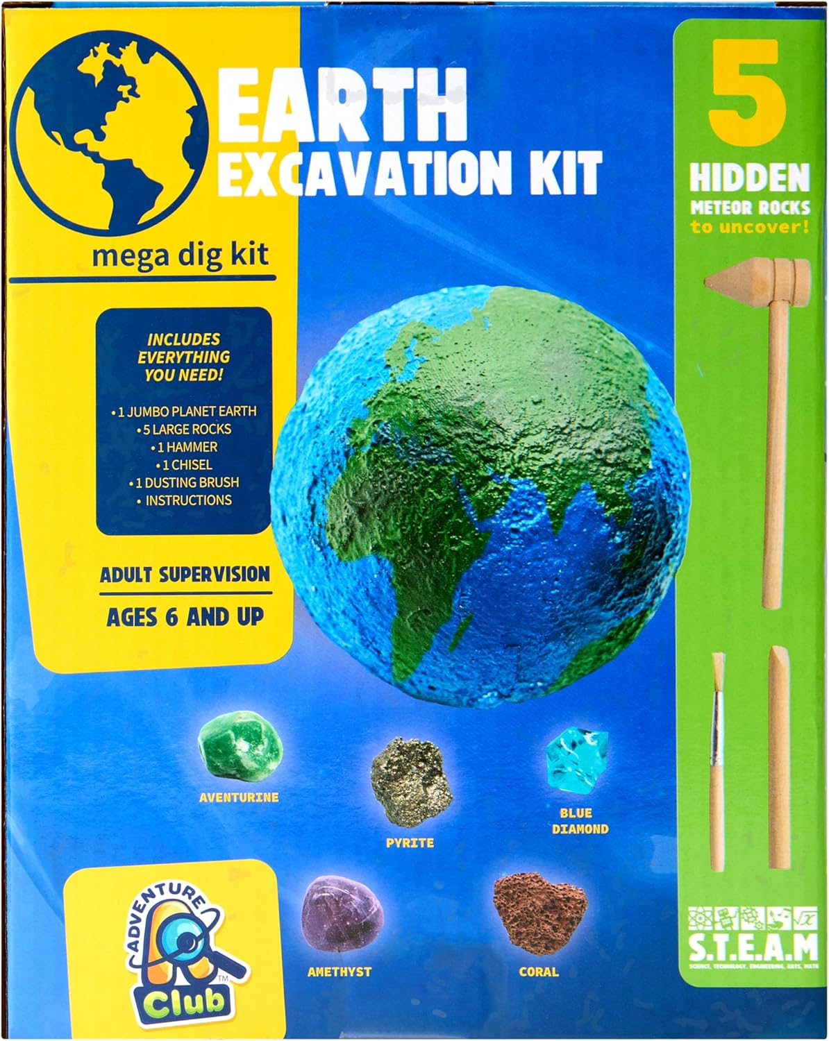 Anker Play 650242/DOM Mega Dig Earth Gem Excavation Kit for Kids, Multicolor, 10 Pieces