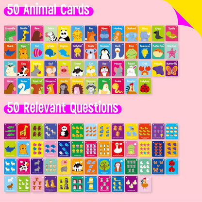 50 PCS Kid First Cognitive Flashcards,Double Sided Printed 7 in 1 Colorful Cards Alphabet,Numbers, Foods,Animals,Shapes,Colors with 3 Reclosable Rings,Learning Tool for Pre-K Kindergarten Toddlers
