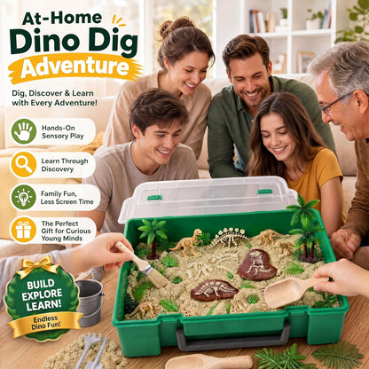 Jenaai Dinosaur Sensory Bin Dinosaur Excavation Archaeology Dig Kit Dino Skeletons Bones Puzzle Game Sandbox Storage with Lid Sand for DIY Making Kit Decoration Gifts Pretend Learning Construction