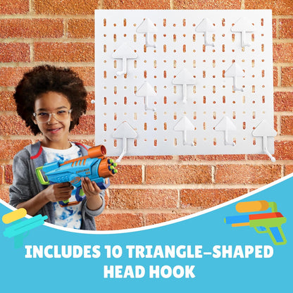 Skywin Wooden Pegboard for Nerf Gun Storage, Nerf Gun Wall Mount Eagle Shape, Compatible with All Blasters, Rack for Wall Organization - Birthday Gift for Kids (Orange)
