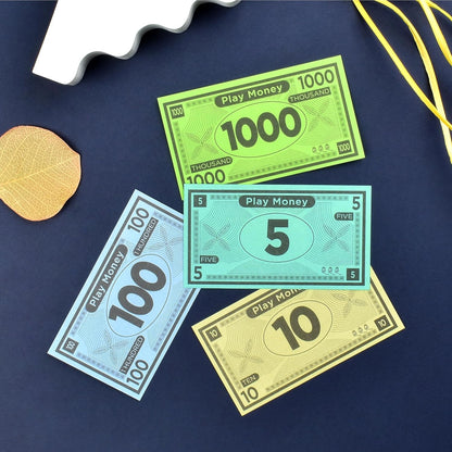 Queensell Play Money Suitable for Monopoly Board Game – 480 pcs of 60 Each Bill Denomination – Double Sides Printing Paper Money for Pretend Play Cashier - 480 pcs