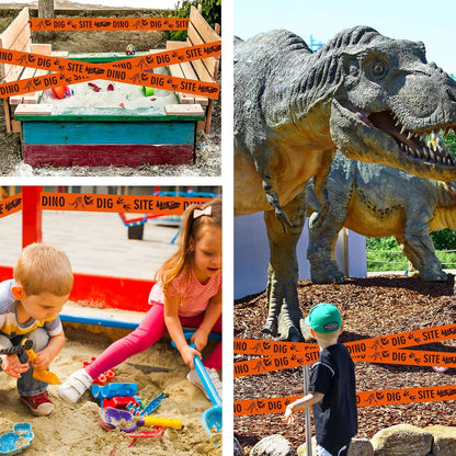 TaoBary 3 Roll Dino Dig Site Caution Tape 20 Feet Dinosaur Zone Dinosaur Party Decorations Themed Dino Party Supplies for Kids Birthday Baby Shower VBS Vacation Bible School Decor (Single,Orange)