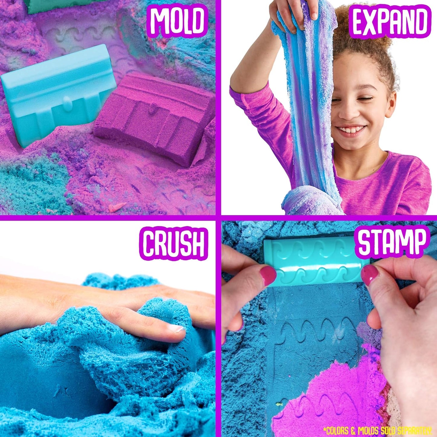 SLIMYSAND by Horizon Group USA, 1.5 Lbs of Stretchable, Expandable, Moldable Cloud Slime, Non Stick, Slimy Play Sand in A Reusable Bucket, Blue- A Sensory Activity , Light Blue
