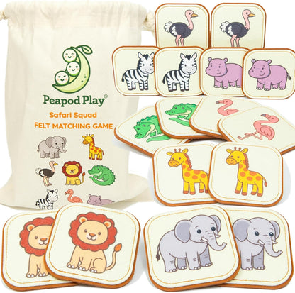 Felt Matching Game for Ages 2–4 – Soft and Safe for Ages 1+ – Montessori Memory Game – Sensory Flash Cards – Best Educational Gift for Ages 1–3 - Woodland Animal Theme