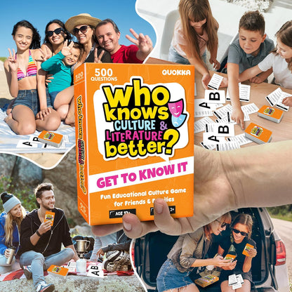 QUOKKA Board Games for Kids 8-12 and Family - Set of 4 Who Knows It Better? - 2000+ Questions Across Biology, Culture, STEM and Math - Educational Trivia Cards for Learning and Game Night