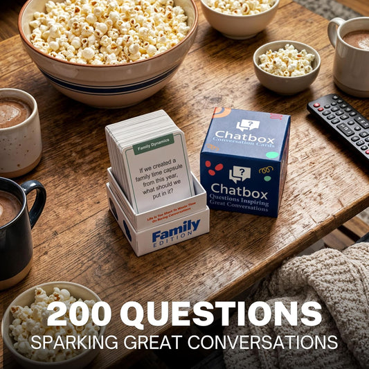 Chatbox 200 Conversation Starter Cards - Family Games for Kids and Adults - Fun Travel Games - Party Card Game - Conversation Cards - Couples Card Game for Game Night