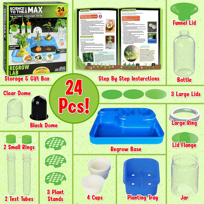 ReGrow Science Kit for Kids 8+ - Replant Simple Ingredients to Generate New Plants! 15+ Experiments - 12 Tools Included - Growing Kits for Kids Boys Girls - STEM Educational Lab
