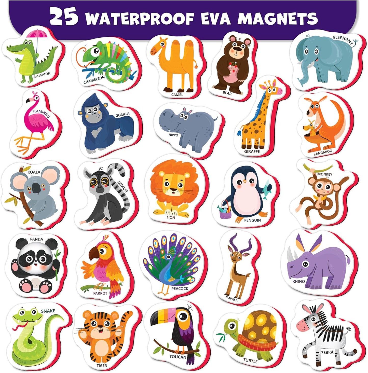 Little World Large Set of Safe and Durable Fridge Magnets for Toddlers 1-3 | Foam Refrigerator Magnets for Kids with Gift Box | Waterproof, Non-Toxic Cars & Vehicles Magnets for Children and Babies 1+