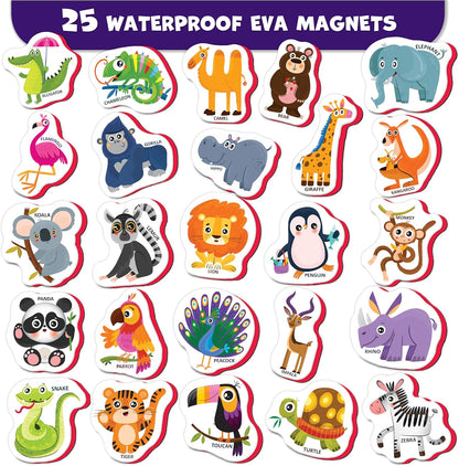 Little World Large Set of Safe and Durable Fridge Magnets for Toddlers 1-3 | Foam Refrigerator Magnets for Kids with Gift Box | Waterproof, Non-Toxic Cars & Vehicles Magnets for Children and Babies 1+