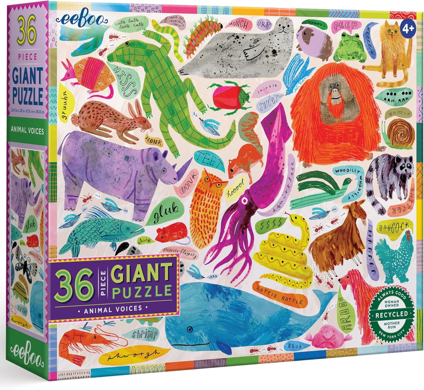 eeBoo 36 Piece Giant Floor Puzzle - Dinosaur Alphabet Children's Puzzle ABC & Dino Themed, Large Pieces for Small Hands to Develop Motor Skills