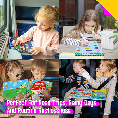 Logic Puzzles Game Pad, 30 Reusable & Erasable Logical Thinking Games-Sudoku, Scavenger Hunt, Math Games, Dry Erase Brain-Boosting Puzzles Activities Pad for Kids, Road Trip, Airplane & Car Travel