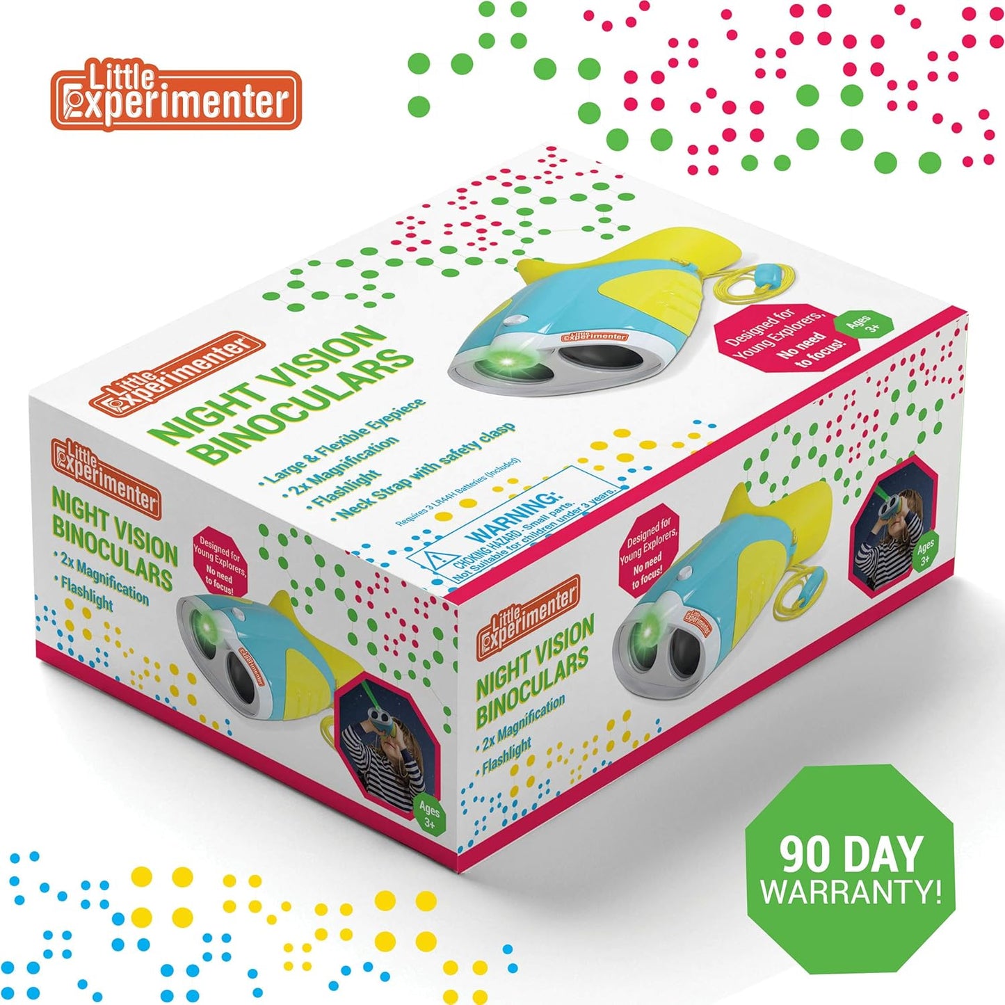 Little Experimenter Night Vision Binoculars for Toddlers & Kids, Flash Light & Face Comfort Rubber, Gifts for Kids, Outdoor Toys, Educational STEM Gifts for Boys & Girls Ages 3 4 5 6 Year Old