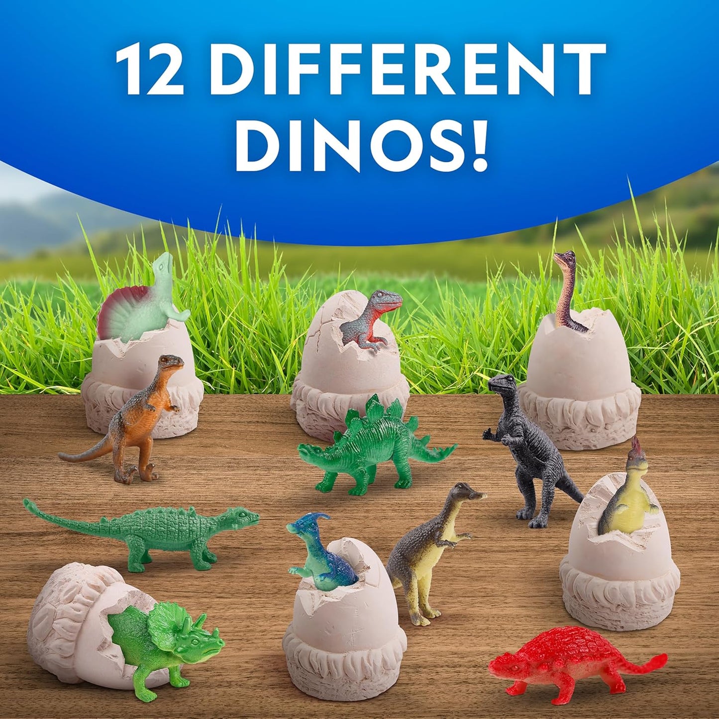 National Geographic Dinosaur Dig Kit - 12 Dino Shaped Dig Bricks with Dinosaur Figures Inside & Excavation Tool Sets, Egg Hunt or Dig Party Activity, Great STEM Toy for Boys & Girls
