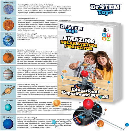 Dr. STEM Toys Solar System Projector Kit - Motorized Planet Model Set for Kids Ages 8-12 | Complete Educational Science Toy with 50+ Pieces | Home & Classroom Use