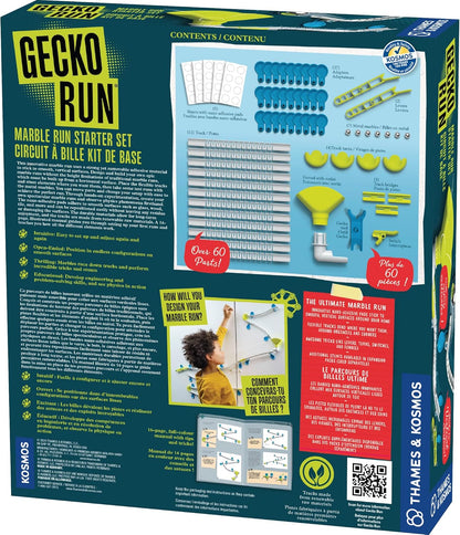 Gecko Run Marble Run Starter Set by Thames & Kosmos, Toy of the Year Winner - 63 Piece Vertical Marble Run, Flexible Tracks | Fast, No-Mess Setup, Residue-Free Nano-Adhesive Pads, Creative Play