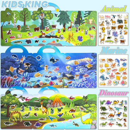 Reusable Sticker Books for Toddlers 1-3, Puffy Stickers Book for Kids Ages 2-4, Toddler Travel Activities Book Toy for Birthday Christmas - Christianity Jesus, Noah's Ark, Fairy Tales(3 Set)