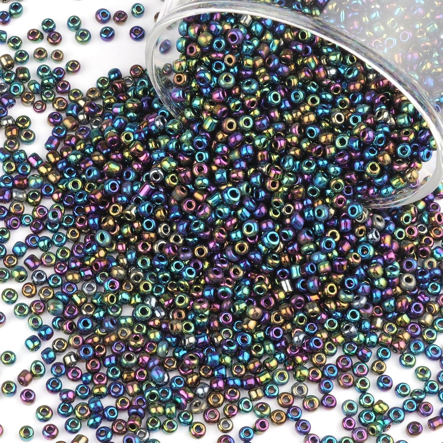 10100 Pcs Size 11/0 Glass Seed Beads, 2 mm Dark Green Small Mini Spacer Loose Pony Beads for Jewelry Making and DIY Crafts - Colors B