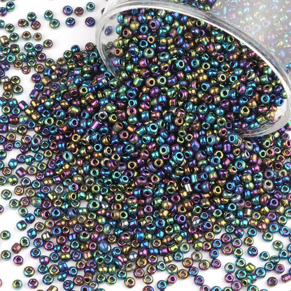 10100 Pcs Size 11/0 Glass Seed Beads, 2 mm Dark Green Small Mini Spacer Loose Pony Beads for Jewelry Making and DIY Crafts - Colors B