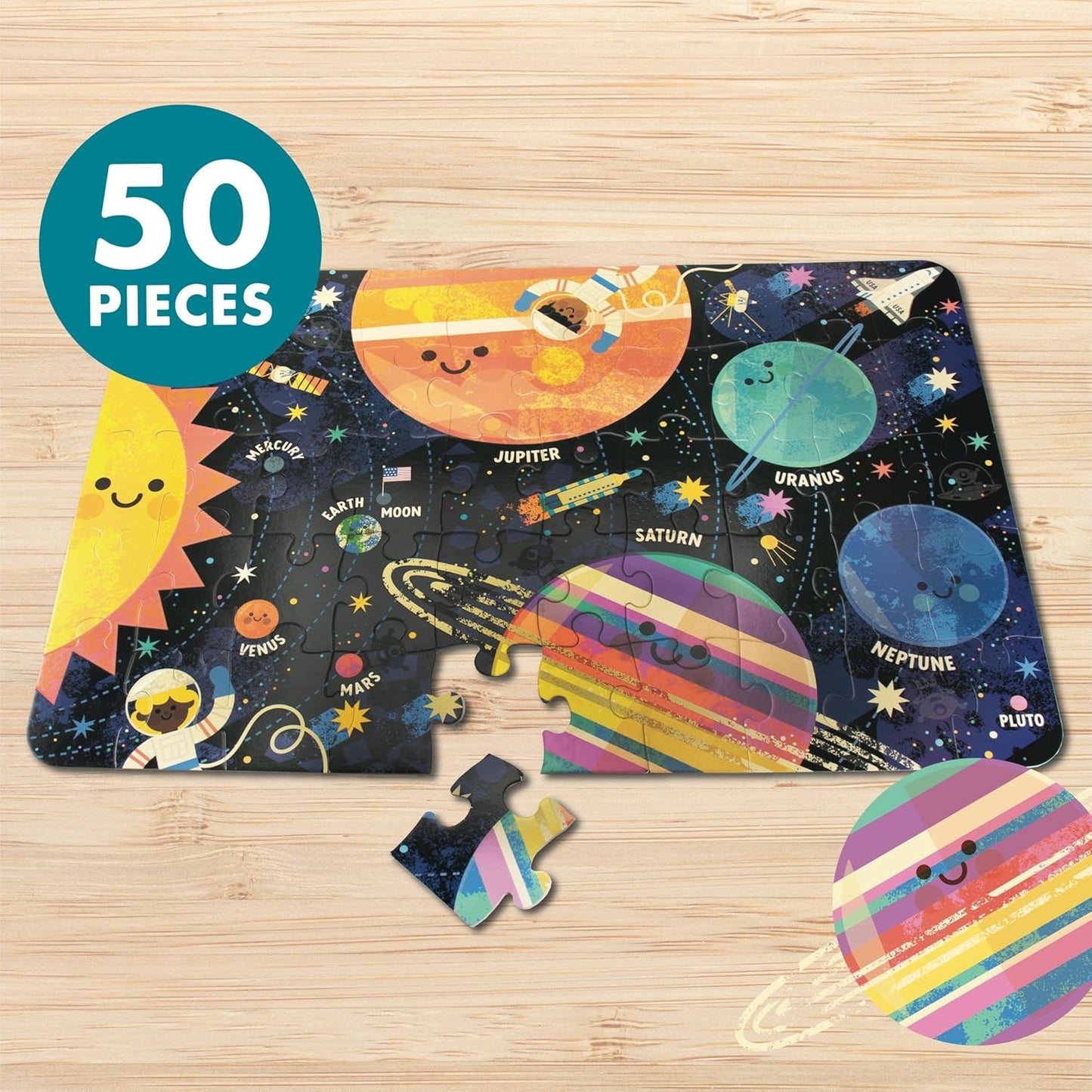 Chuckle & Roar Dinosaur Glow Floor Puzzle 50 Piece Kids Puzzle - Giant 2 x 3 Foot Glow in The Dark Preschool Puzzle - Large Pieces for Ages 4+ - Educational Dinosaur Puzzle for Screen Free Time