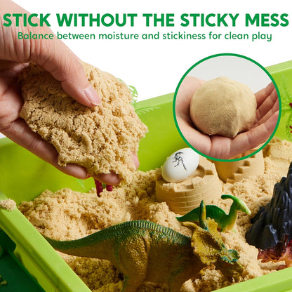 JOVA Klever Kits Dinosaurs Sensory Bin Toys for Toddlers with Glow in The Dark Dinosaurs, Sandbox with Lid Sand, Preschool Learning Activities Gifts for Boys Girls Age 3+