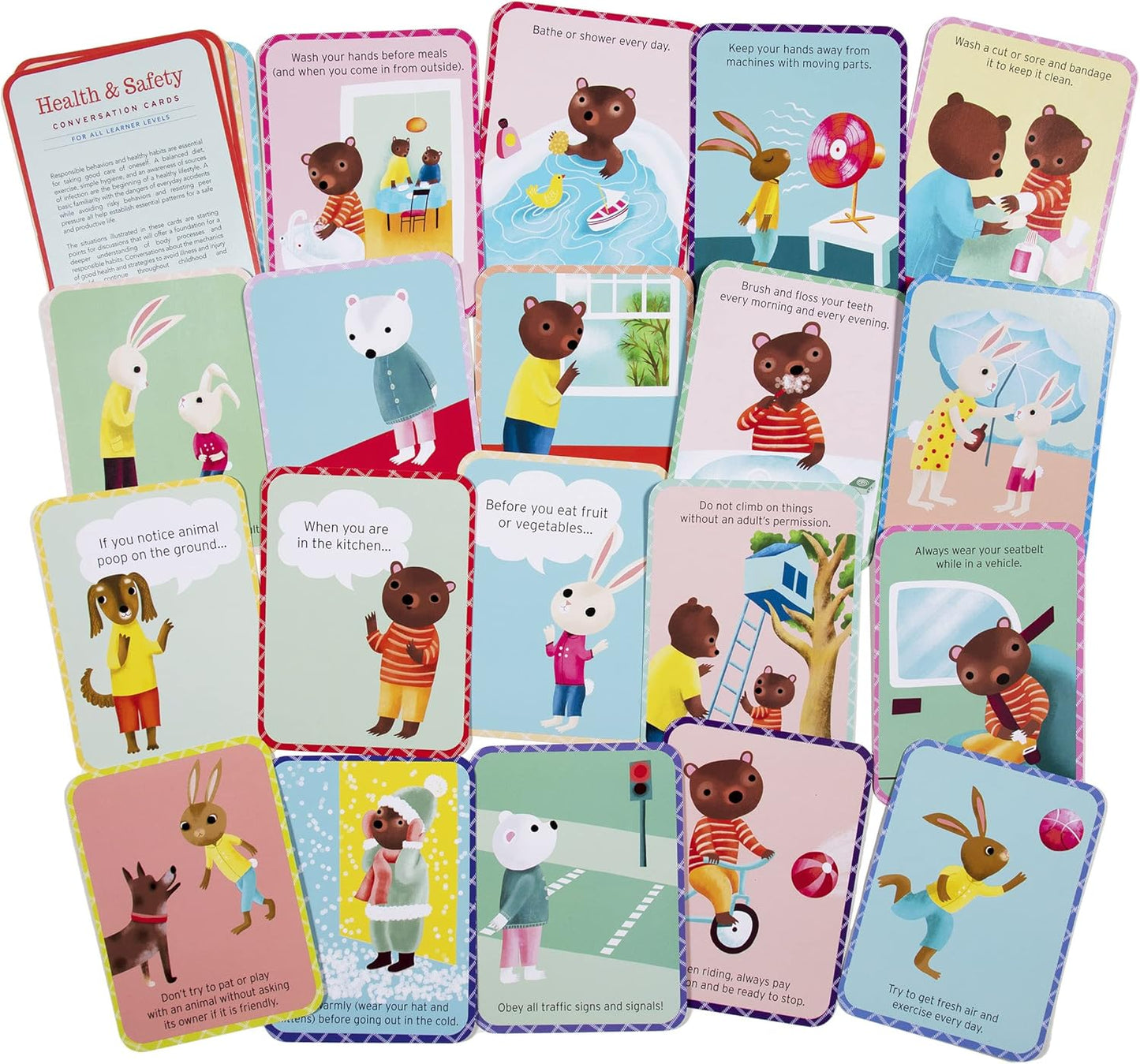 eeBoo: Health & Safety Conversation Cards, Allows Children to Learn Healthy Habits and a Refresher to Others, Perfect for Children 3 and up