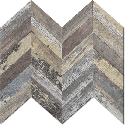 STICKGOO 10-Sheet Herringbone Tile Peel and Stick Backsplash, Beige Mixed Metal Gold PVC Stick on Backsplash, Self Adhesive Wall Tile for Kitchen and Bathroom