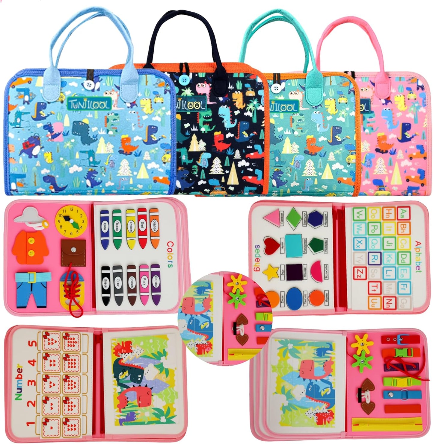 Montessori Busy Board - 8-in-1 Sensory Activity Book with Detachable Pages, Travel-Friendly Learning Toy for Fine Motor Skills & Preschool Education