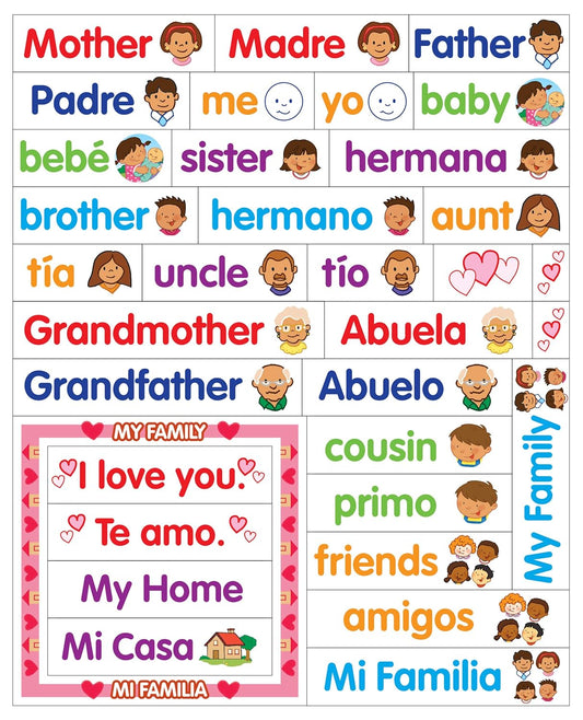Active Minds Bilingual Family Magnets | Spanish and English Vocabulary Skills (Ages 5 and Up)